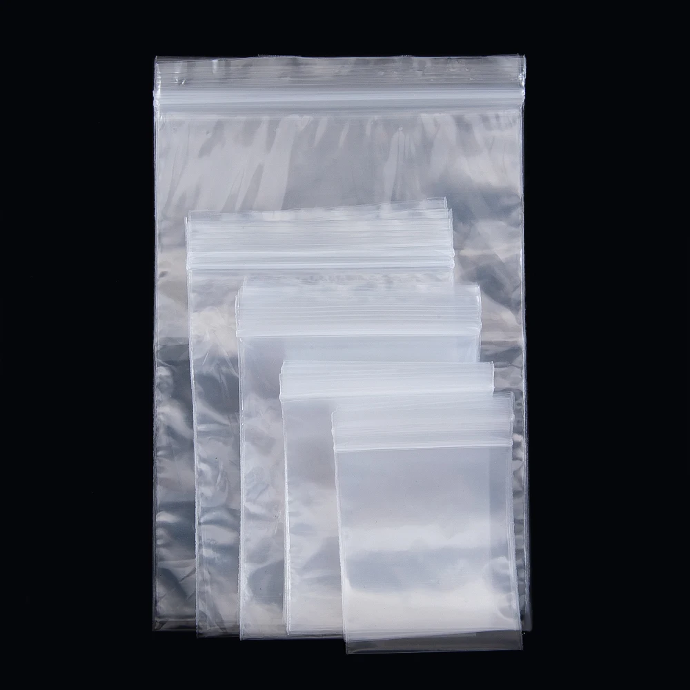 50pcs Thicken Zipper Sealed Bags Clear Plastic Storage Pouch for Small Jewelry Food Packing Reclosable Zippers Sealing Pouches