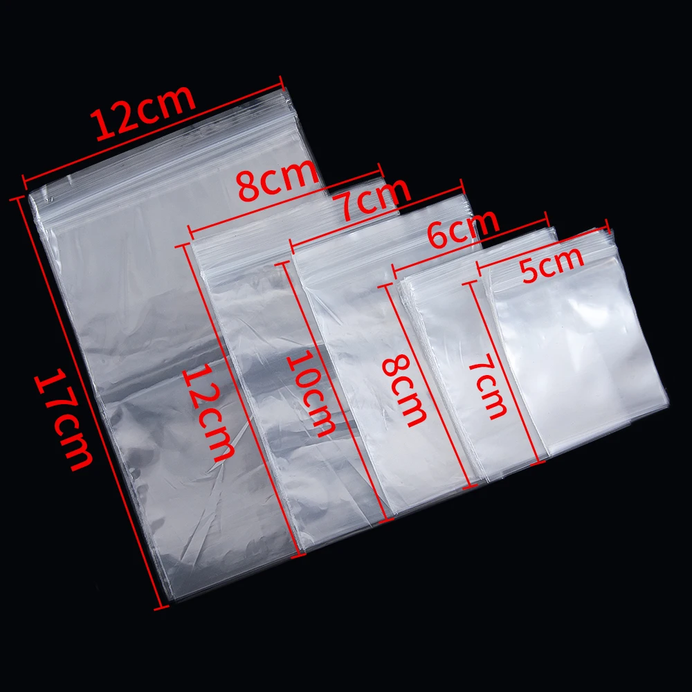 50pcs Thicken Zipper Sealed Bags Clear Plastic Storage Pouch for Small Jewelry Food Packing Reclosable Zippers Sealing Pouches