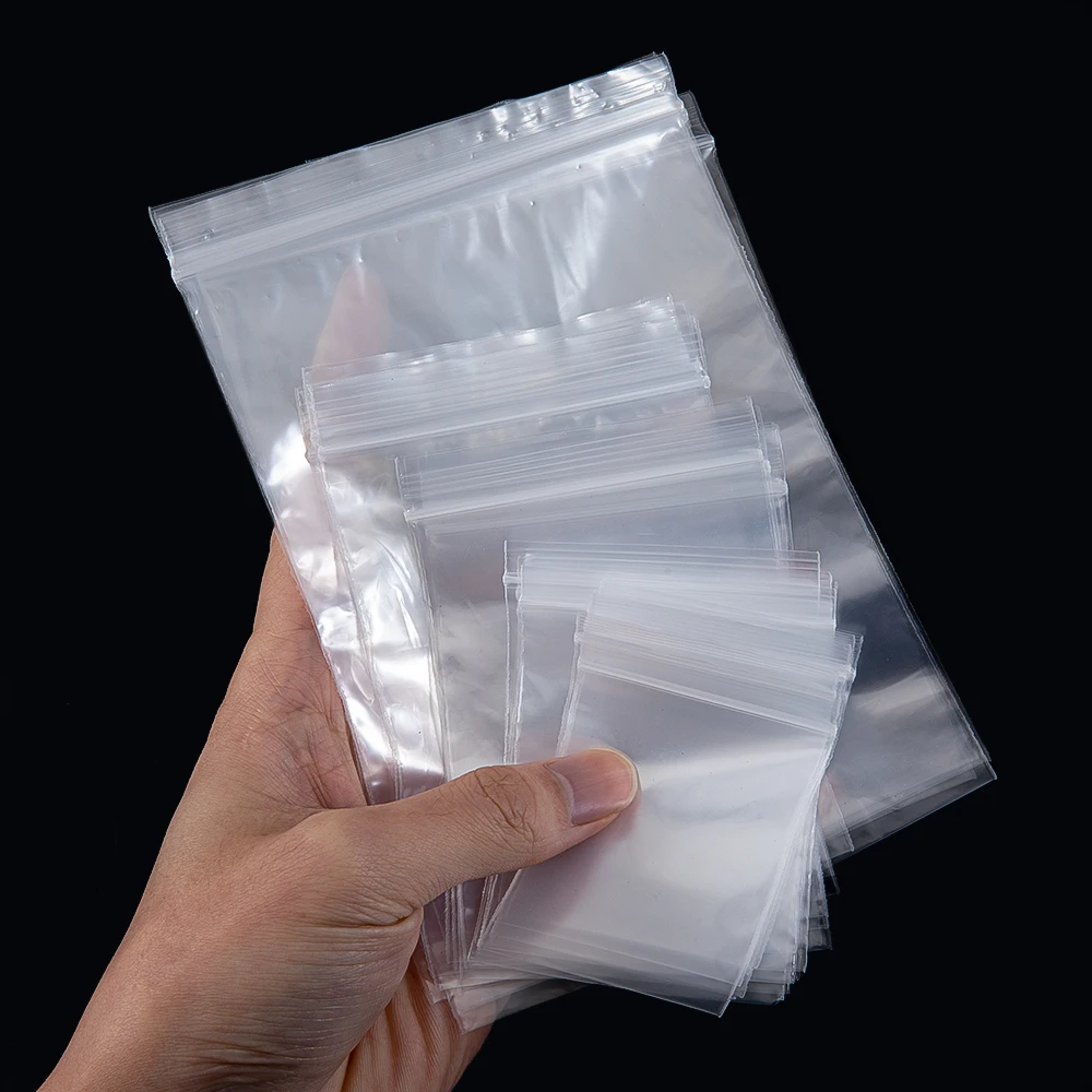 50pcs Thicken Zipper Sealed Bags Clear Plastic Storage Pouch for Small Jewelry Food Packing Reclosable Zippers Sealing Pouches
