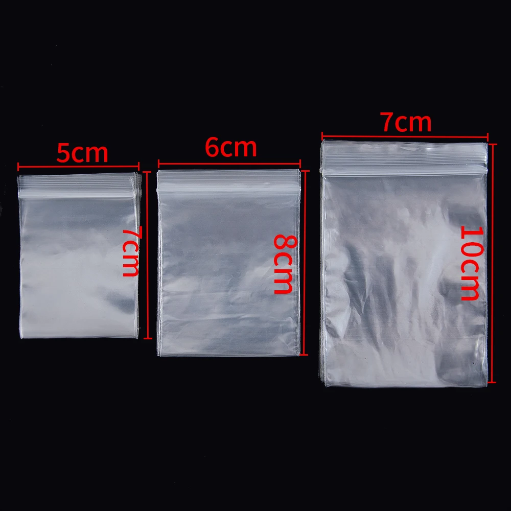 50pcs Thicken Zipper Sealed Bags Clear Plastic Storage Pouch for Small Jewelry Food Packing Reclosable Zippers Sealing Pouches