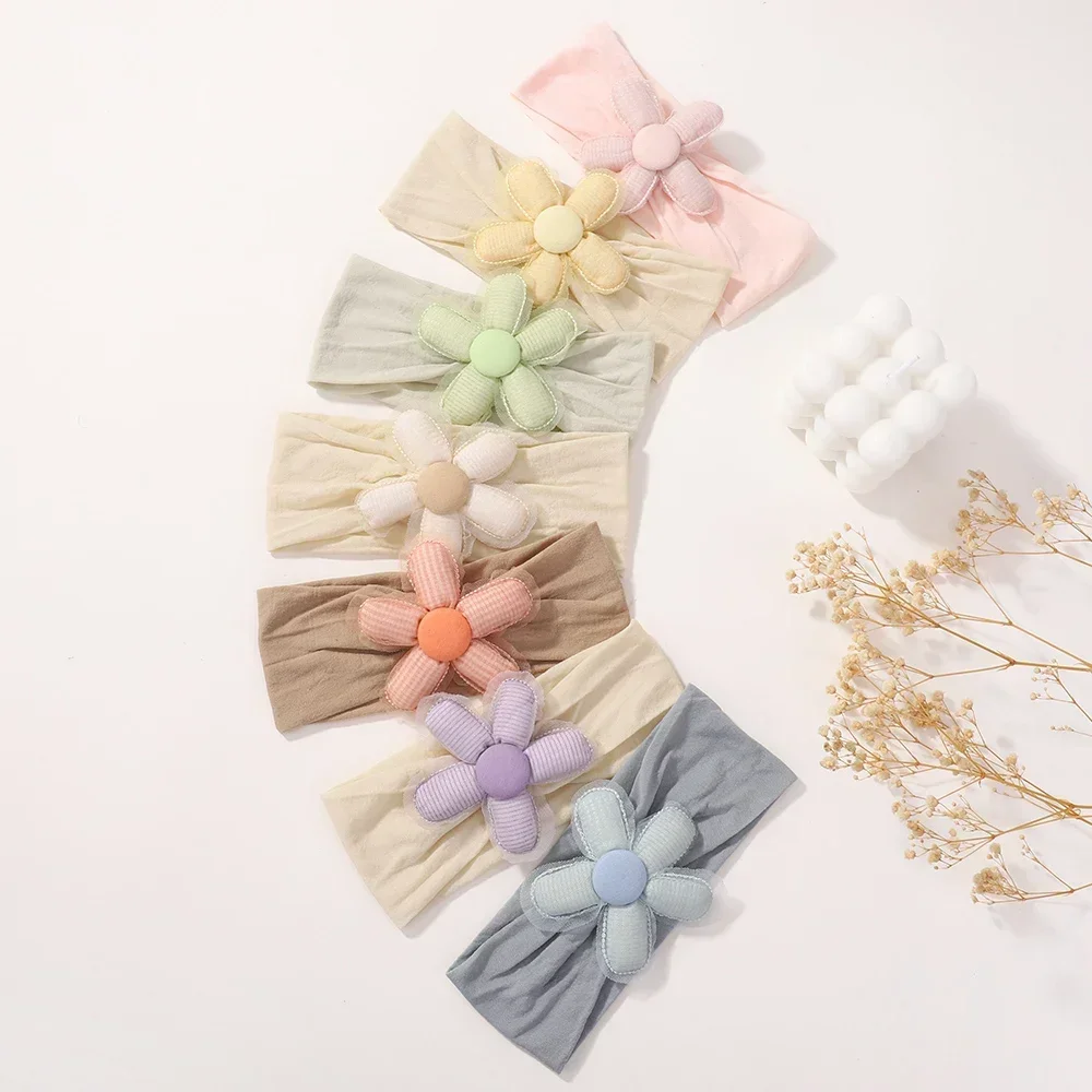 1Pc Baby Lace Headscarf Astique Suitable Newborn Girl Flower Headband Elastic Hairband Turban Soft Toddler Hair Accessories