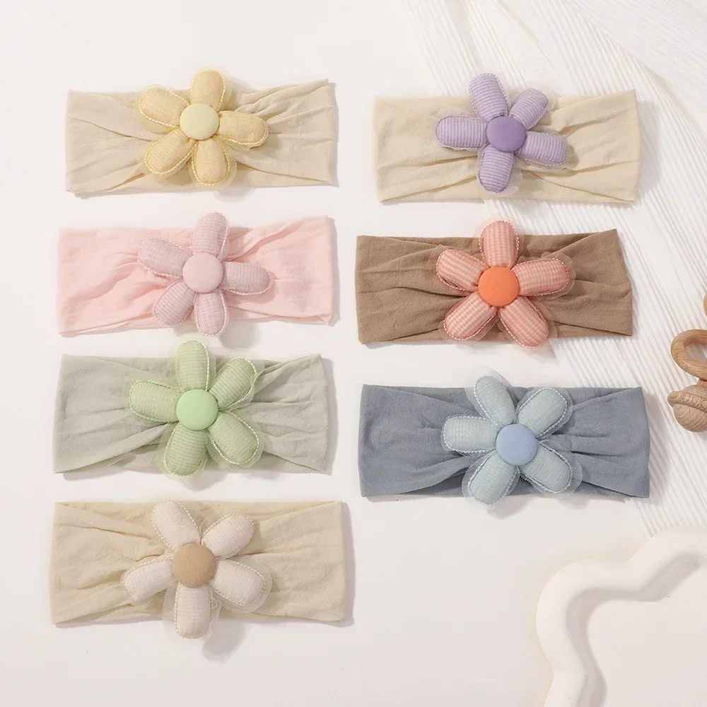 1Pc Baby Lace Headscarf Astique Suitable Newborn Girl Flower Headband Elastic Hairband Turban Soft Toddler Hair Accessories