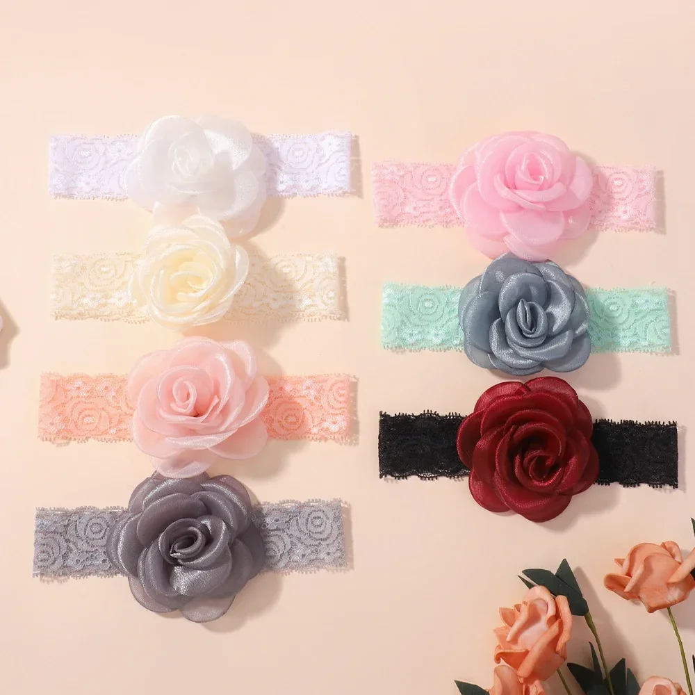 1Pc Baby Lace Headscarf Astique Suitable Newborn Girl Flower Headband Elastic Hairband Turban Soft Toddler Hair Accessories