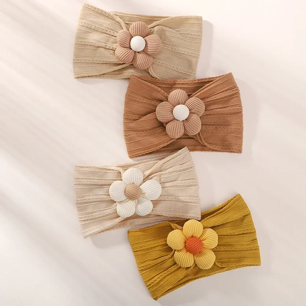 1Pc Baby Lace Headscarf Astique Suitable Newborn Girl Flower Headband Elastic Hairband Turban Soft Toddler Hair Accessories
