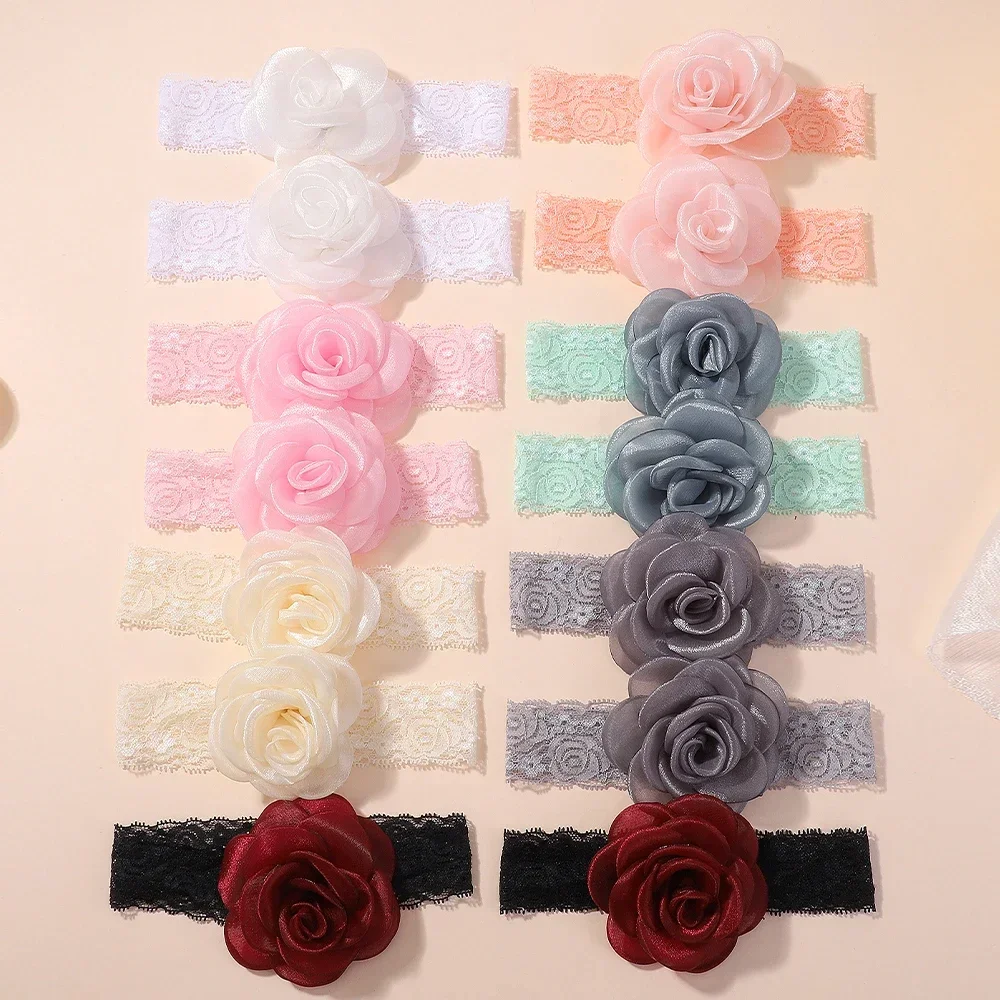 1Pc Baby Lace Headscarf Astique Suitable Newborn Girl Flower Headband Elastic Hairband Turban Soft Toddler Hair Accessories