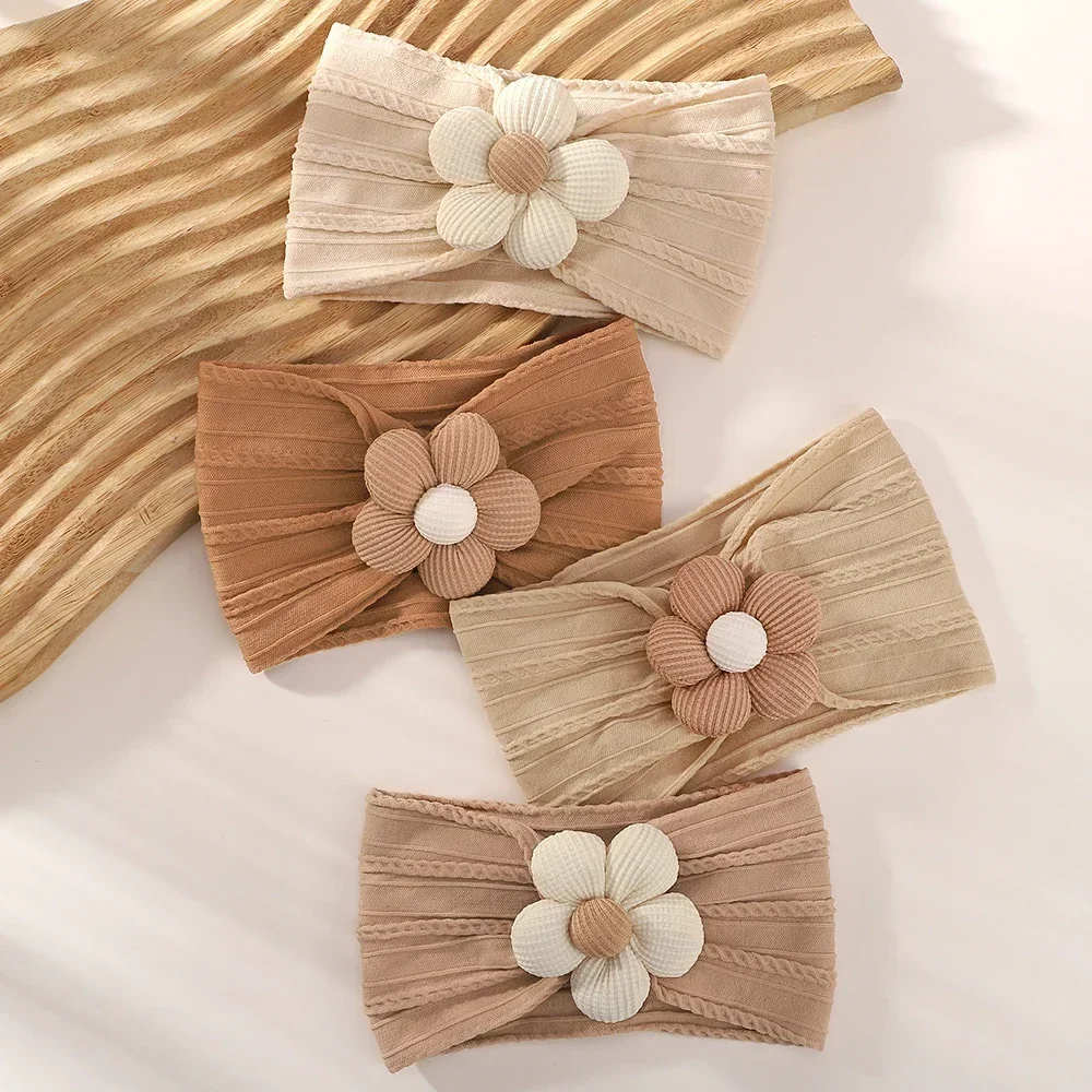 1Pc Baby Lace Headscarf Astique Suitable Newborn Girl Flower Headband Elastic Hairband Turban Soft Toddler Hair Accessories