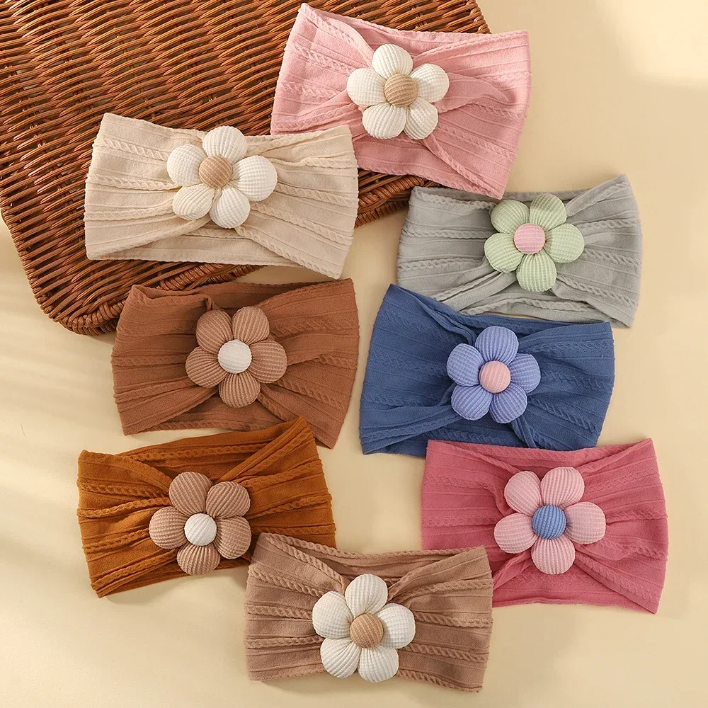 1Pc Baby Lace Headscarf Astique Suitable Newborn Girl Flower Headband Elastic Hairband Turban Soft Toddler Hair Accessories