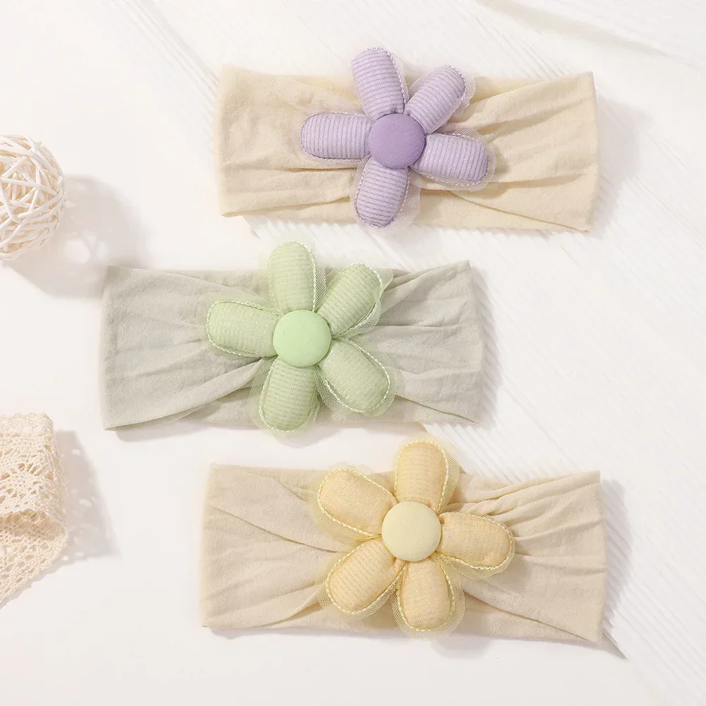1Pc Baby Lace Headscarf Astique Suitable Newborn Girl Flower Headband Elastic Hairband Turban Soft Toddler Hair Accessories