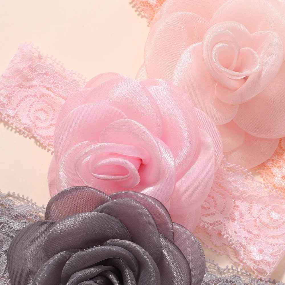 1Pc Baby Lace Headscarf Astique Suitable Newborn Girl Flower Headband Elastic Hairband Turban Soft Toddler Hair Accessories