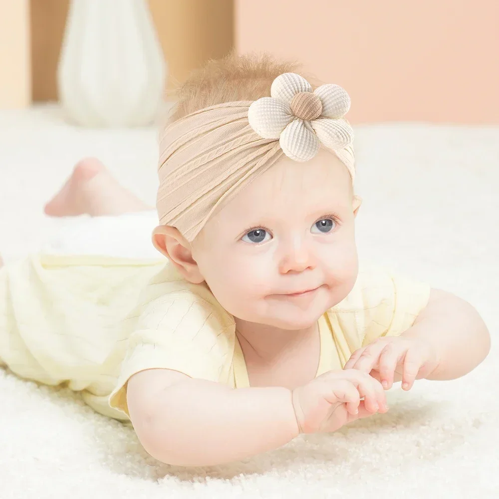 1Pc Baby Lace Headscarf Astique Suitable Newborn Girl Flower Headband Elastic Hairband Turban Soft Toddler Hair Accessories