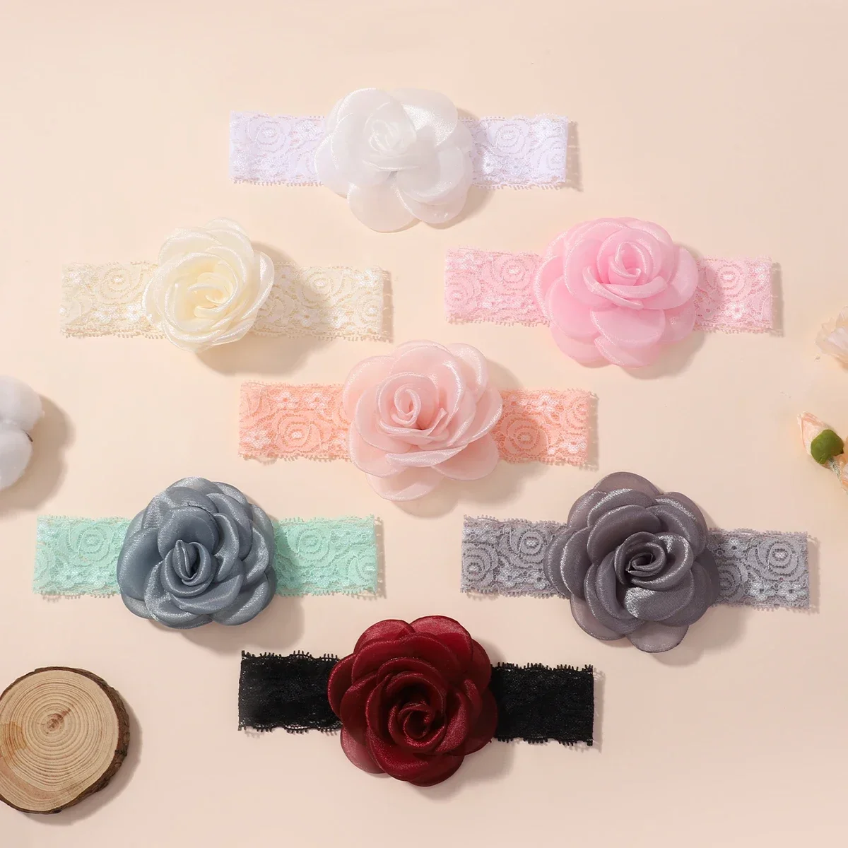 1Pc Baby Lace Headscarf Astique Suitable Newborn Girl Flower Headband Elastic Hairband Turban Soft Toddler Hair Accessories