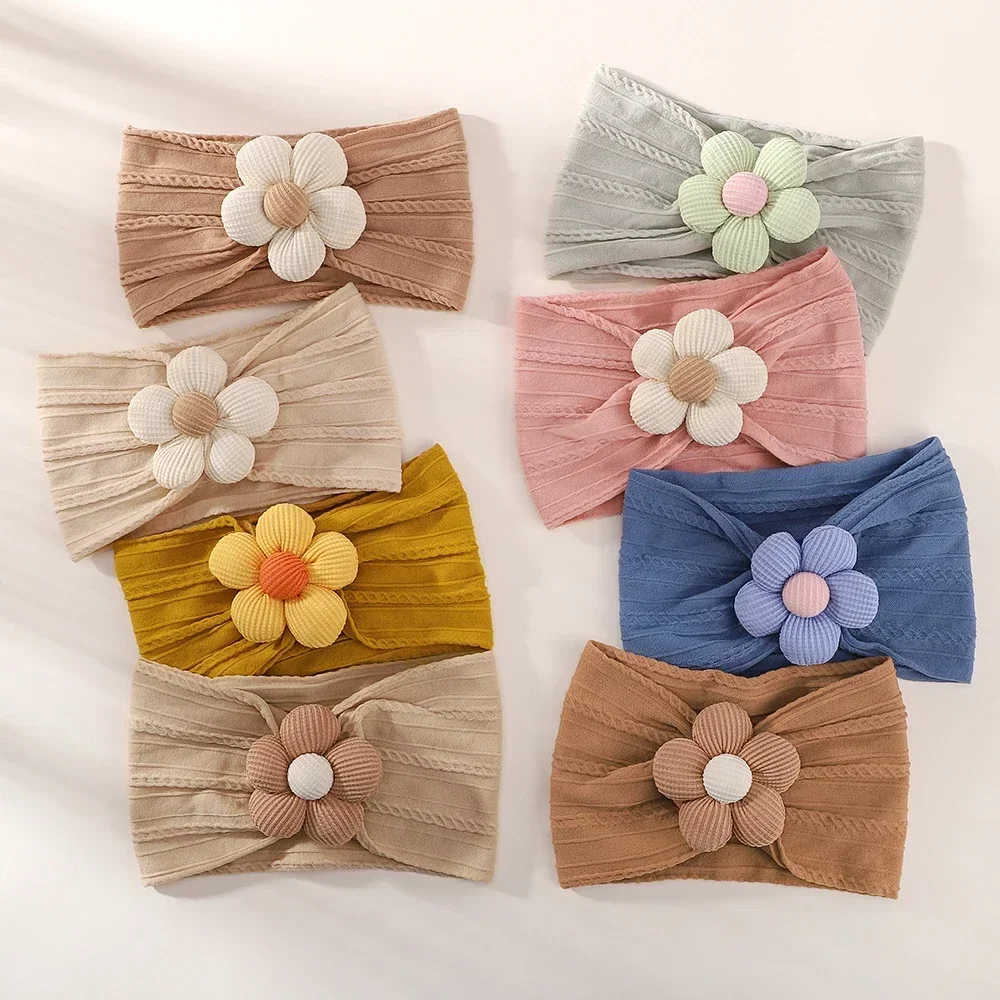 1Pc Baby Lace Headscarf Astique Suitable Newborn Girl Flower Headband Elastic Hairband Turban Soft Toddler Hair Accessories