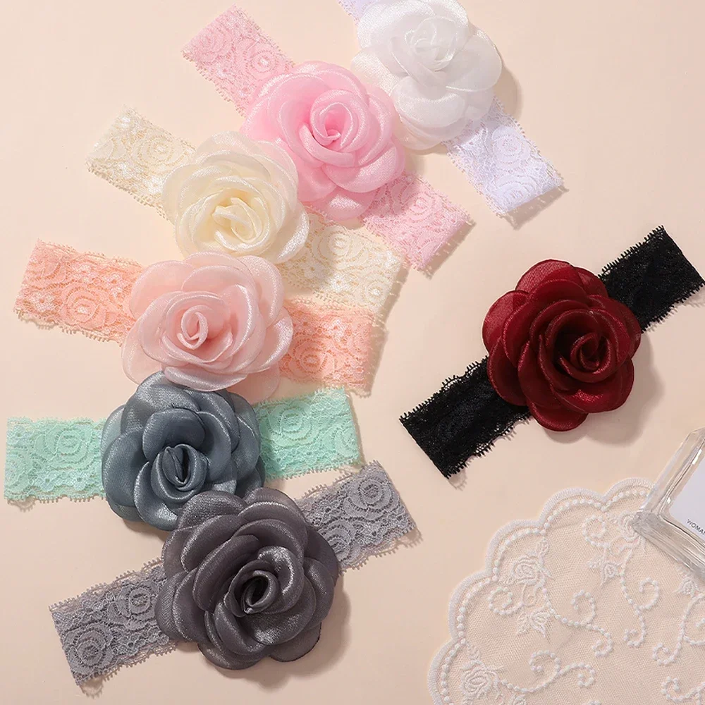 1Pc Baby Lace Headscarf Astique Suitable Newborn Girl Flower Headband Elastic Hairband Turban Soft Toddler Hair Accessories