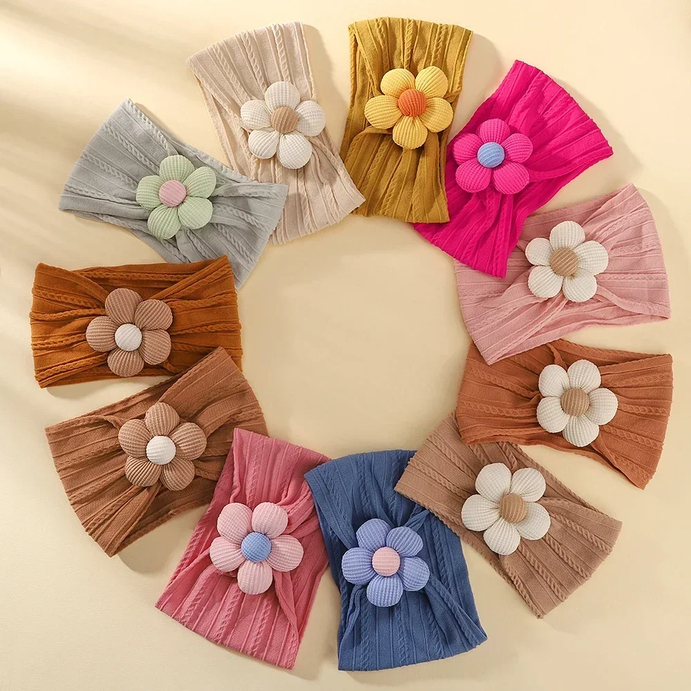 1Pc Baby Lace Headscarf Astique Suitable Newborn Girl Flower Headband Elastic Hairband Turban Soft Toddler Hair Accessories