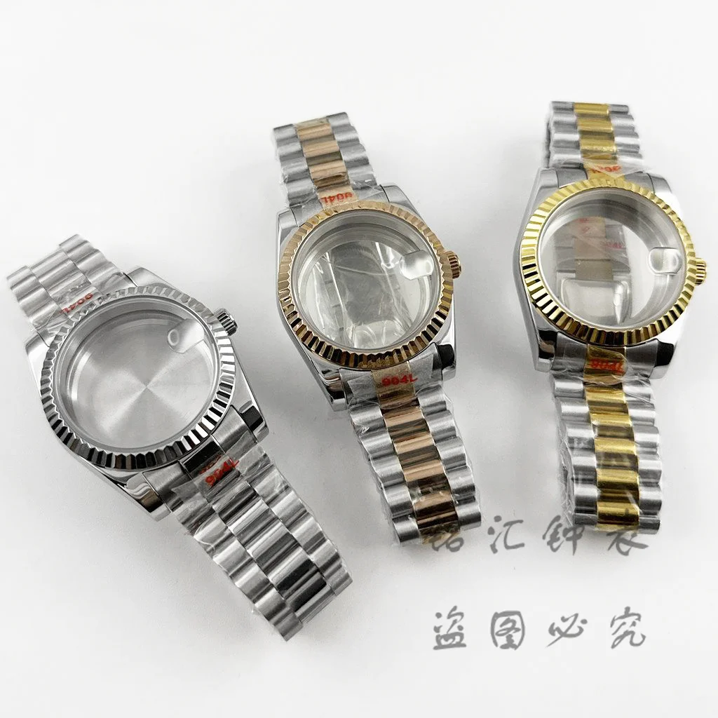 Fluted Curved 36MM/40MM High Quality Waterproof Presidential Bracelet Sapphire Watch Case For NH34 NH35 NH36 ETA2824 Movement