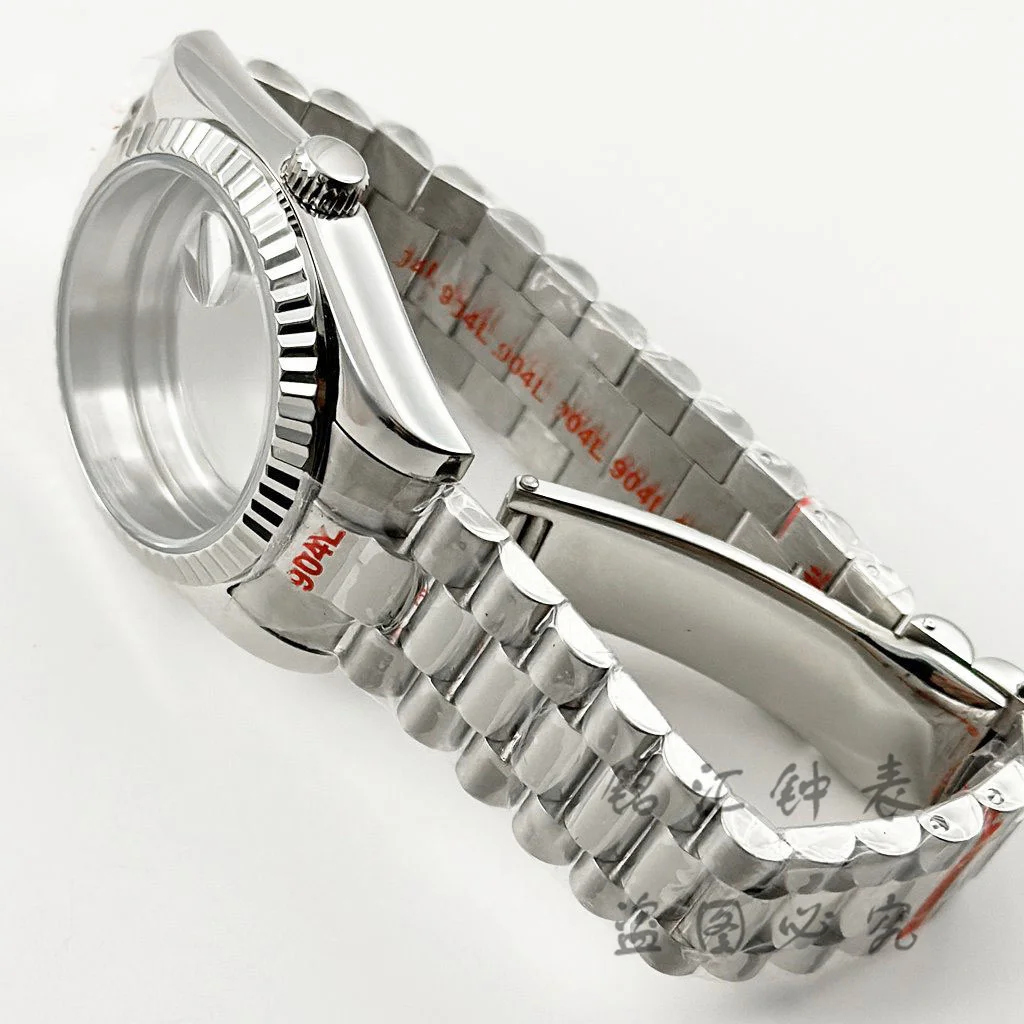 Fluted Curved 36MM/40MM High Quality Waterproof Presidential Bracelet Sapphire Watch Case For NH34 NH35 NH36 ETA2824 Movement