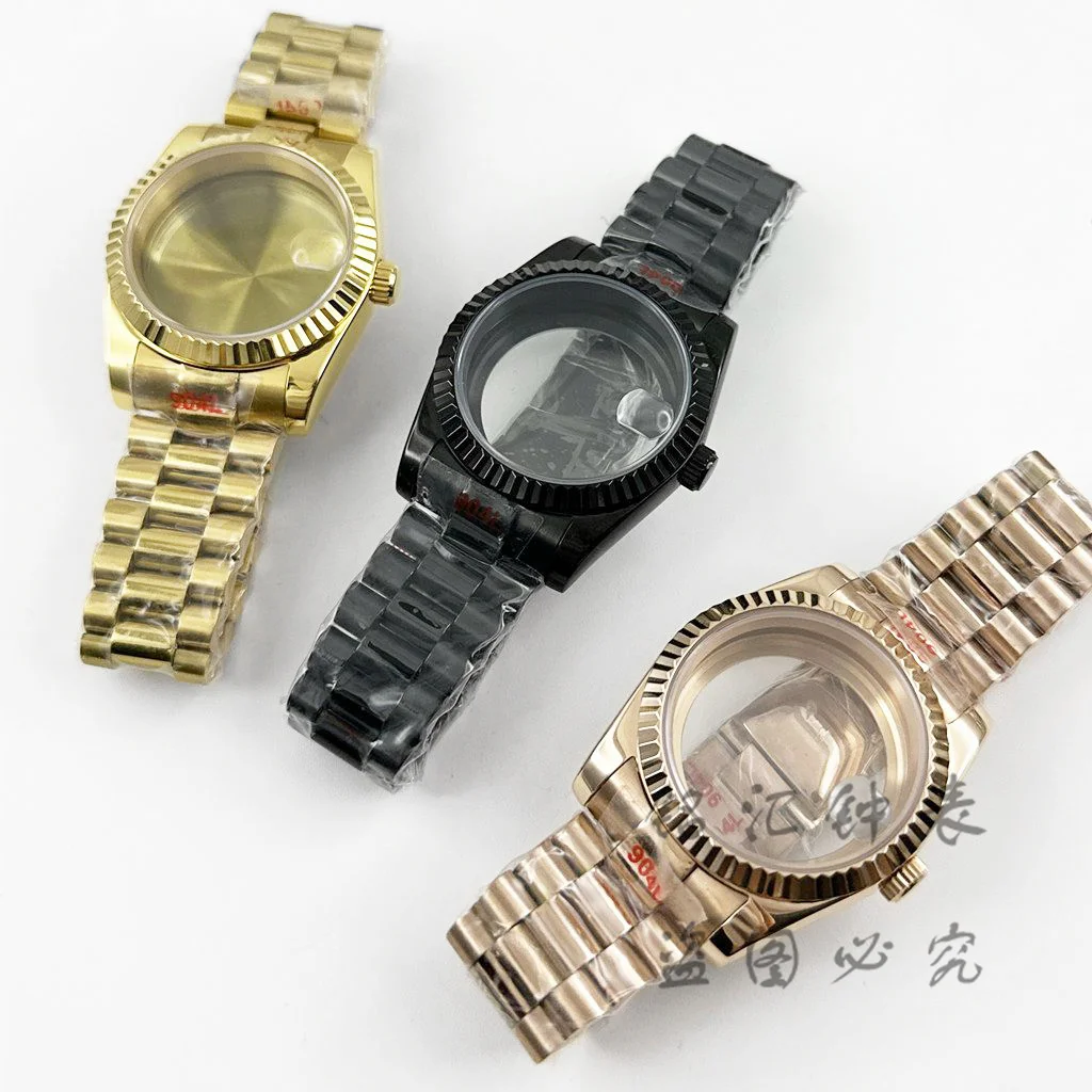 Fluted Curved 36MM/40MM High Quality Waterproof Presidential Bracelet Sapphire Watch Case For NH34 NH35 NH36 ETA2824 Movement