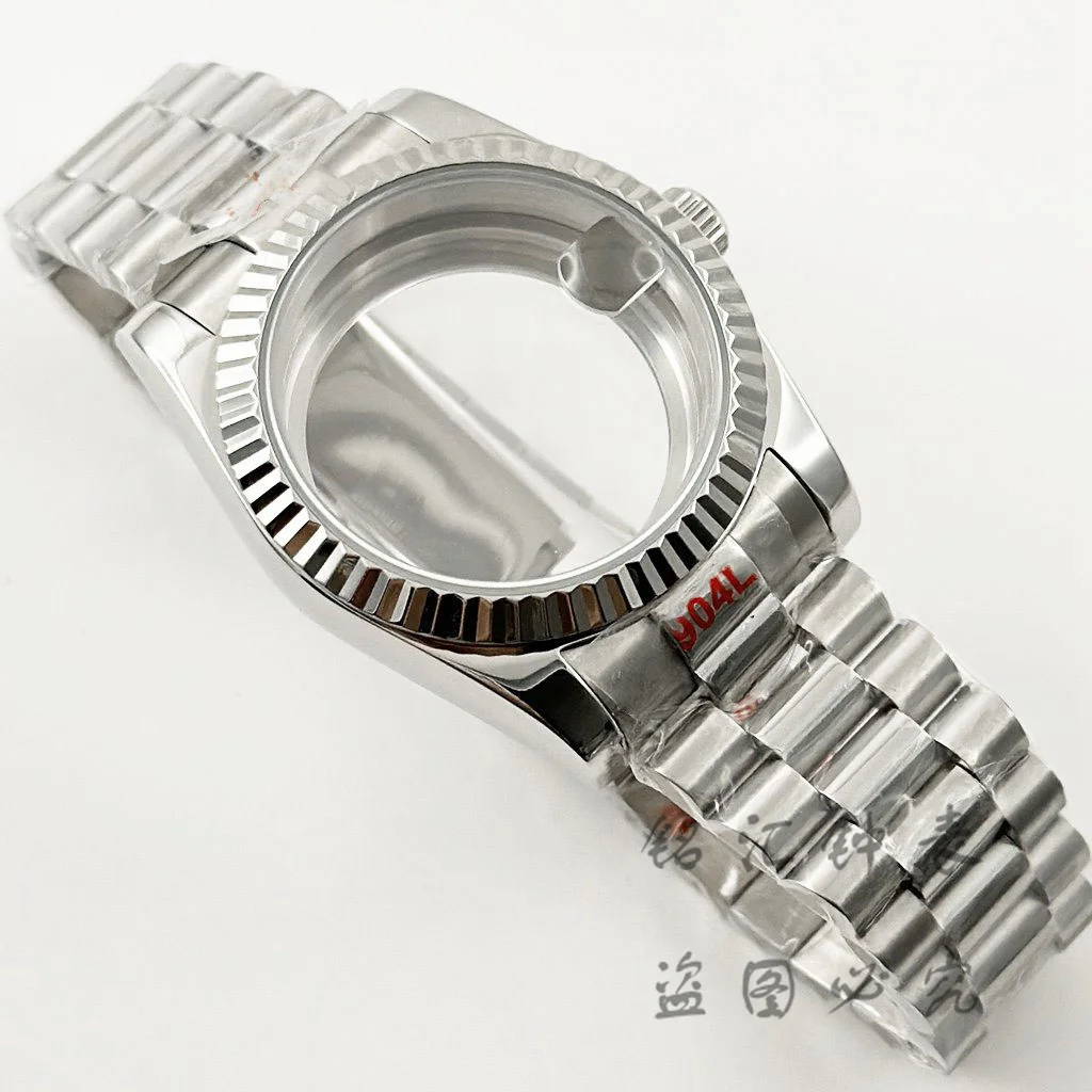 Fluted Curved 36MM/40MM High Quality Waterproof Presidential Bracelet Sapphire Watch Case For NH34 NH35 NH36 ETA2824 Movement