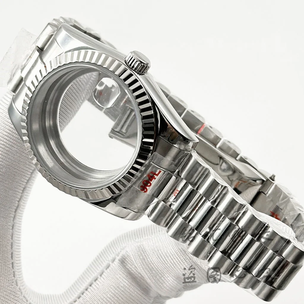 Fluted Curved 36MM/40MM High Quality Waterproof Presidential Bracelet Sapphire Watch Case For NH34 NH35 NH36 ETA2824 Movement