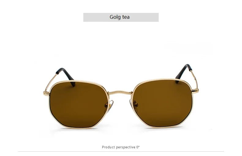 Men Sunglasses Hexagon Sun Glasses NEW Women Metal Frame Fishing Glasses Gold Tea Eyewear Lentes De Sol Hombre Okulary UV400