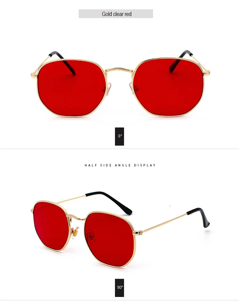 Men Sunglasses Hexagon Sun Glasses NEW Women Metal Frame Fishing Glasses Gold Tea Eyewear Lentes De Sol Hombre Okulary UV400
