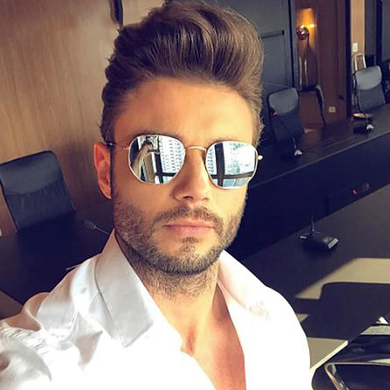 Men Sunglasses Hexagon Sun Glasses NEW Women Metal Frame Fishing Glasses Gold Tea Eyewear Lentes De Sol Hombre Okulary UV400