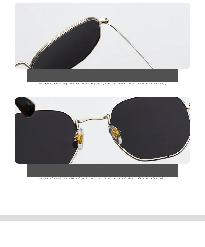 Men Sunglasses Hexagon Sun Glasses NEW Women Metal Frame Fishing Glasses Gold Tea Eyewear Lentes De Sol Hombre Okulary UV400