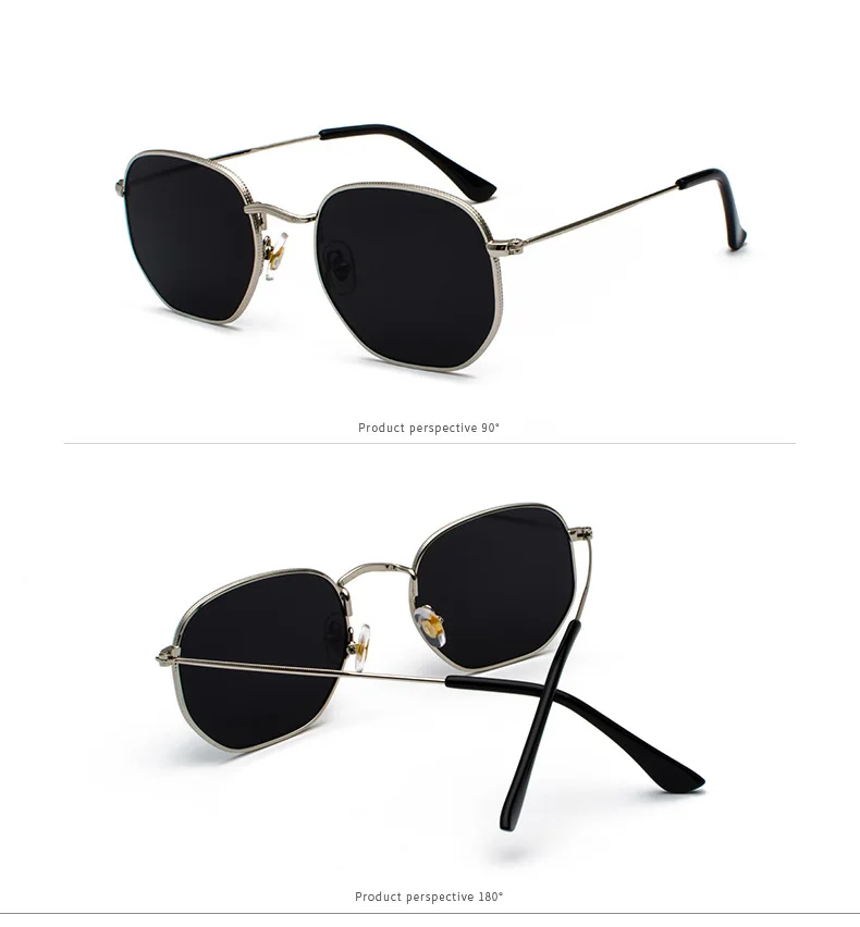 Men Sunglasses Hexagon Sun Glasses NEW Women Metal Frame Fishing Glasses Gold Tea Eyewear Lentes De Sol Hombre Okulary UV400