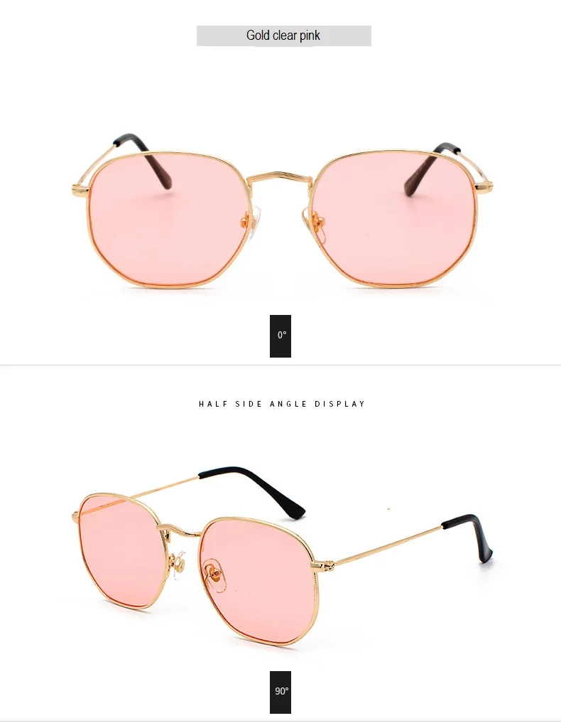Men Sunglasses Hexagon Sun Glasses NEW Women Metal Frame Fishing Glasses Gold Tea Eyewear Lentes De Sol Hombre Okulary UV400