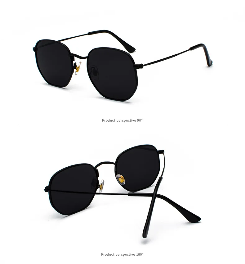Men Sunglasses Hexagon Sun Glasses NEW Women Metal Frame Fishing Glasses Gold Tea Eyewear Lentes De Sol Hombre Okulary UV400