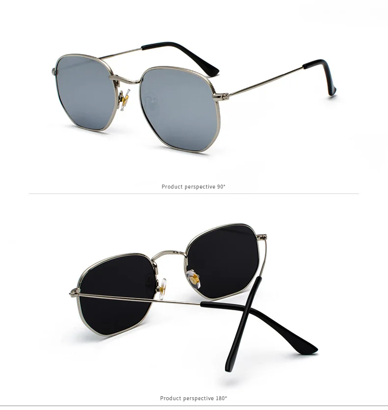 Men Sunglasses Hexagon Sun Glasses NEW Women Metal Frame Fishing Glasses Gold Tea Eyewear Lentes De Sol Hombre Okulary UV400