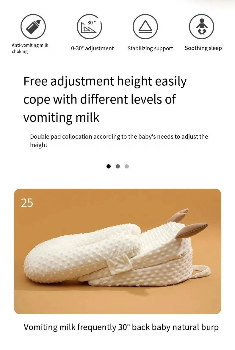 0-2t Baby Anti Emesis Slope Pad Newborn Lying Feeding Device Nursing Pillow Anti Overflow Sleeping Pad 2024 Baby Nursing Pillow