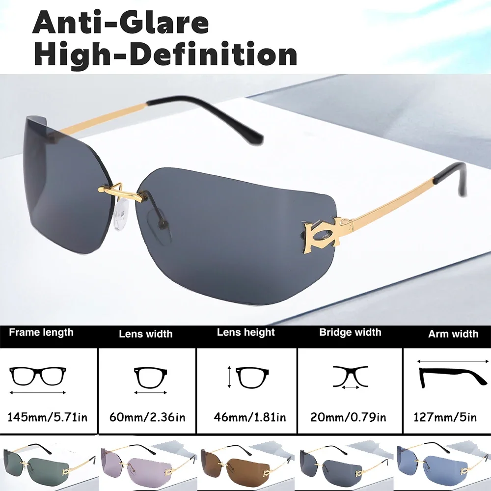 Women Sunglasses Fashion Rimless Rectangle Sunglasses for Women Luxury Design Trendy Frameless Sun Glasses Female UV400