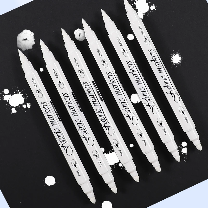 1/3/5pcs Waterproof Double Tip White Paint Marker Pens,Fabric Shoe Clothes DIY Art Graffiti Hand-Painted Stationery Supplies