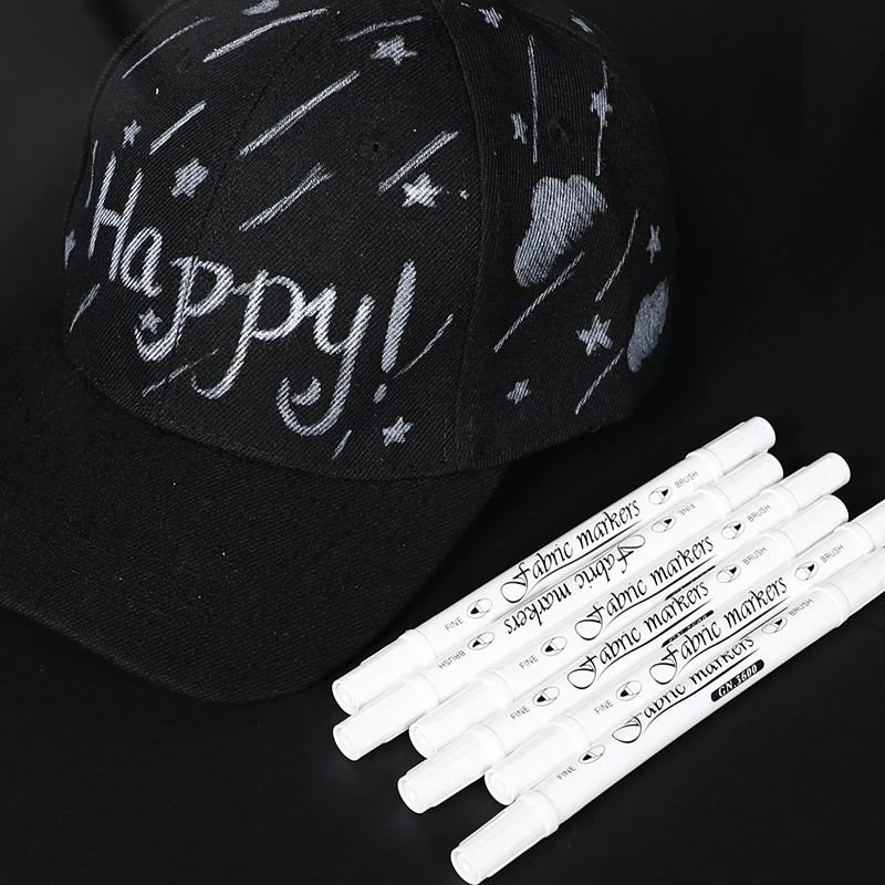 1/3/5pcs Waterproof Double Tip White Paint Marker Pens,Fabric Shoe Clothes DIY Art Graffiti Hand-Painted Stationery Supplies