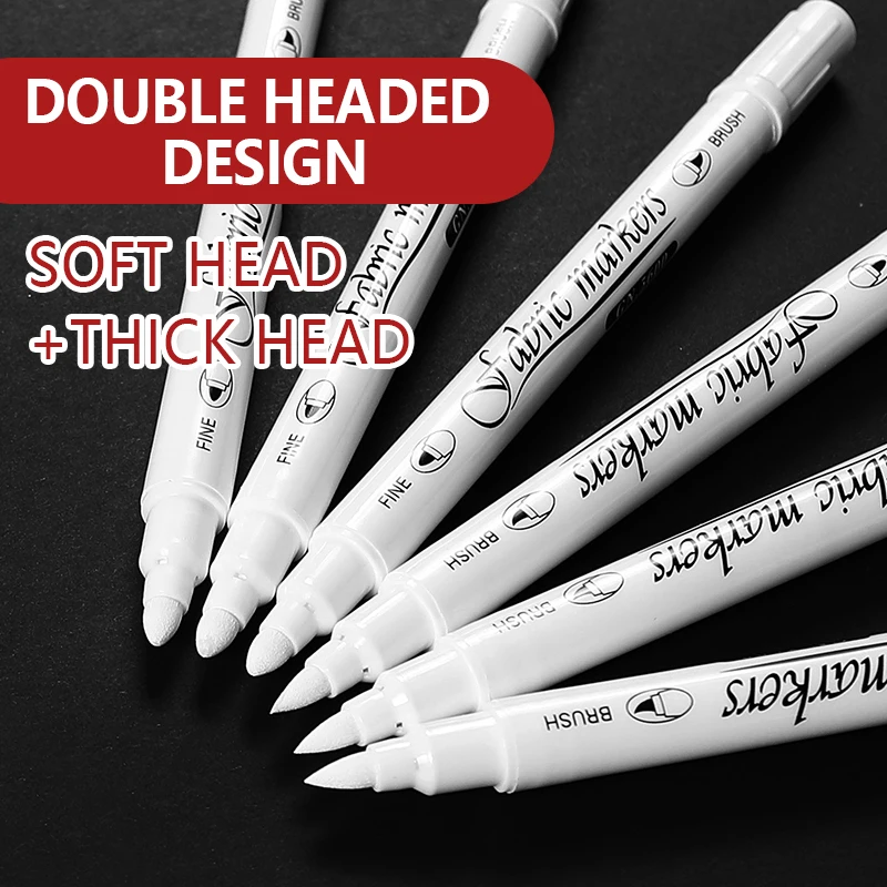 1/3/5pcs Waterproof Double Tip White Paint Marker Pens,Fabric Shoe Clothes DIY Art Graffiti Hand-Painted Stationery Supplies