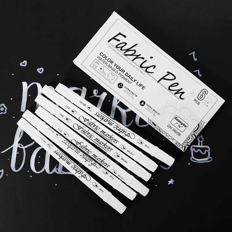1/3/5pcs Waterproof Double Tip White Paint Marker Pens,Fabric Shoe Clothes DIY Art Graffiti Hand-Painted Stationery Supplies