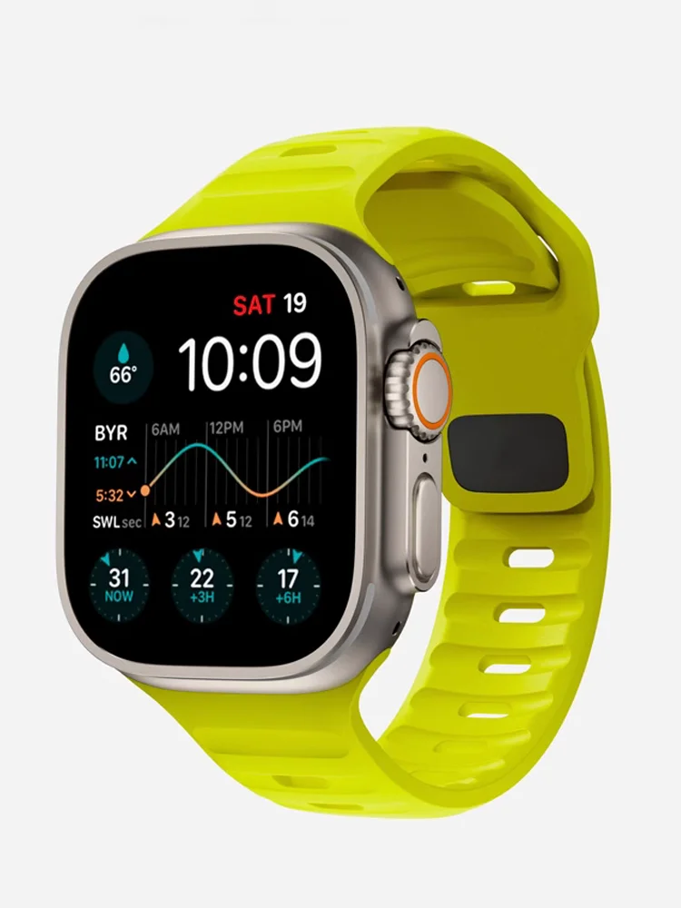 Silicone Sport Strap For Apple Watch Band 49mm 45mm 44mm 42mm 40mm 41mm 38 correa bracelet iwatch Series 9 8 7 6 5 4 3 se ultra