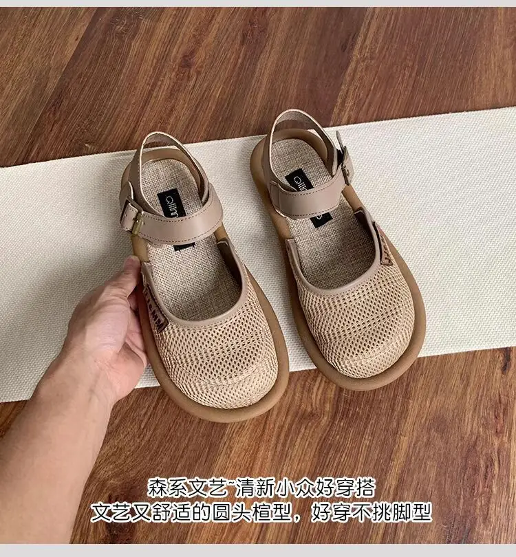 woman Baotou Slippers 2024 Summer Slippers for Women Casual Shoes Flat Bottom Breathable sandals Comfortable outdoor beach shoes