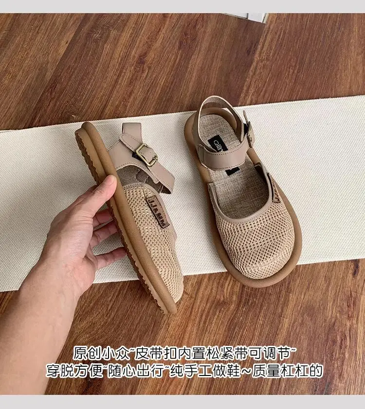 woman Baotou Slippers 2024 Summer Slippers for Women Casual Shoes Flat Bottom Breathable sandals Comfortable outdoor beach shoes