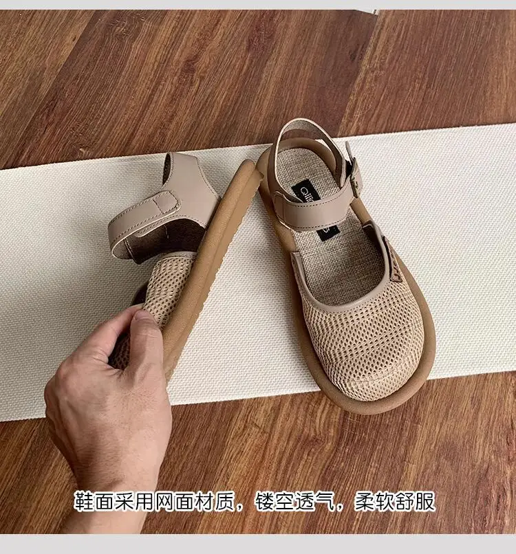 woman Baotou Slippers 2024 Summer Slippers for Women Casual Shoes Flat Bottom Breathable sandals Comfortable outdoor beach shoes