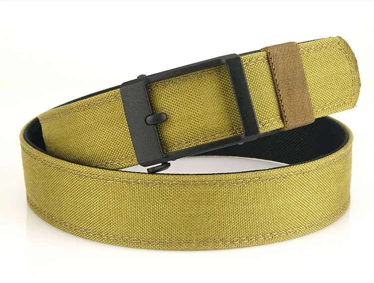 Men Women Firm Metal Automatic Buckle Tactical Belt Double Layer Thickened Hanging Belts Outdoor Heavy Duty Training Belt