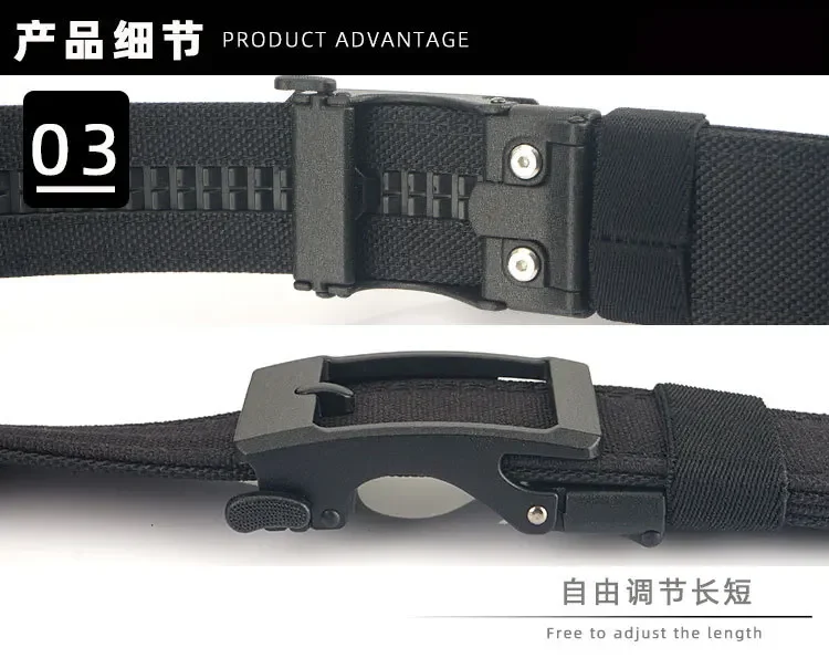 Men Women Firm Metal Automatic Buckle Tactical Belt Double Layer Thickened Hanging Belts Outdoor Heavy Duty Training Belt