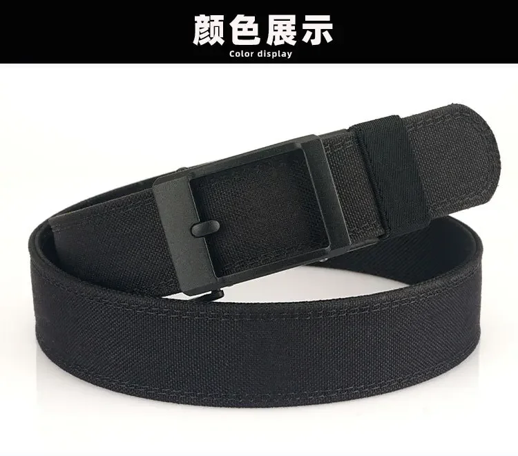 Men Women Firm Metal Automatic Buckle Tactical Belt Double Layer Thickened Hanging Belts Outdoor Heavy Duty Training Belt