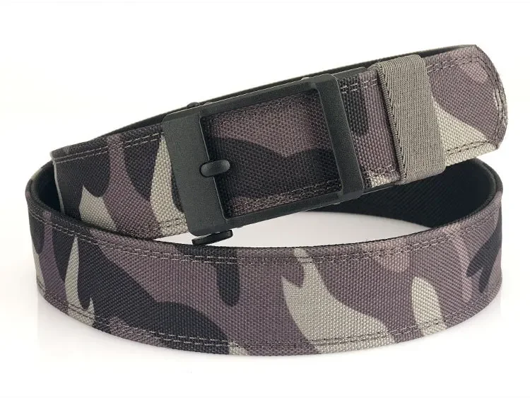 Men Women Firm Metal Automatic Buckle Tactical Belt Double Layer Thickened Hanging Belts Outdoor Heavy Duty Training Belt