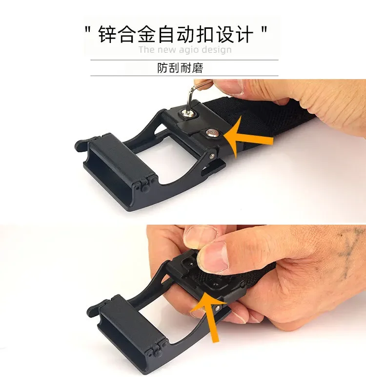 Men Women Firm Metal Automatic Buckle Tactical Belt Double Layer Thickened Hanging Belts Outdoor Heavy Duty Training Belt