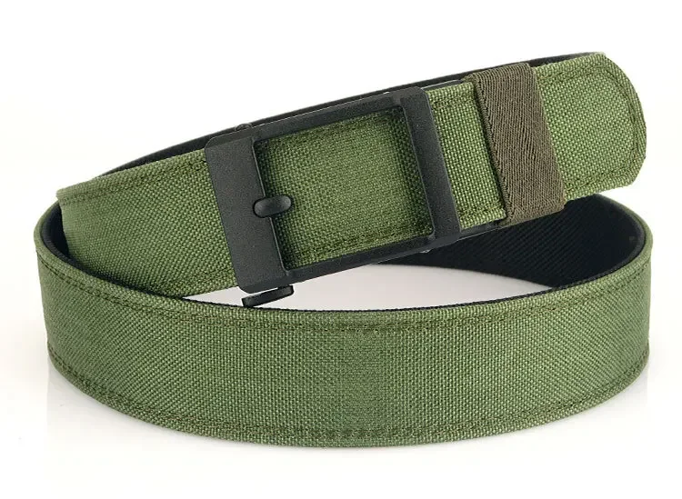 Men Women Firm Metal Automatic Buckle Tactical Belt Double Layer Thickened Hanging Belts Outdoor Heavy Duty Training Belt