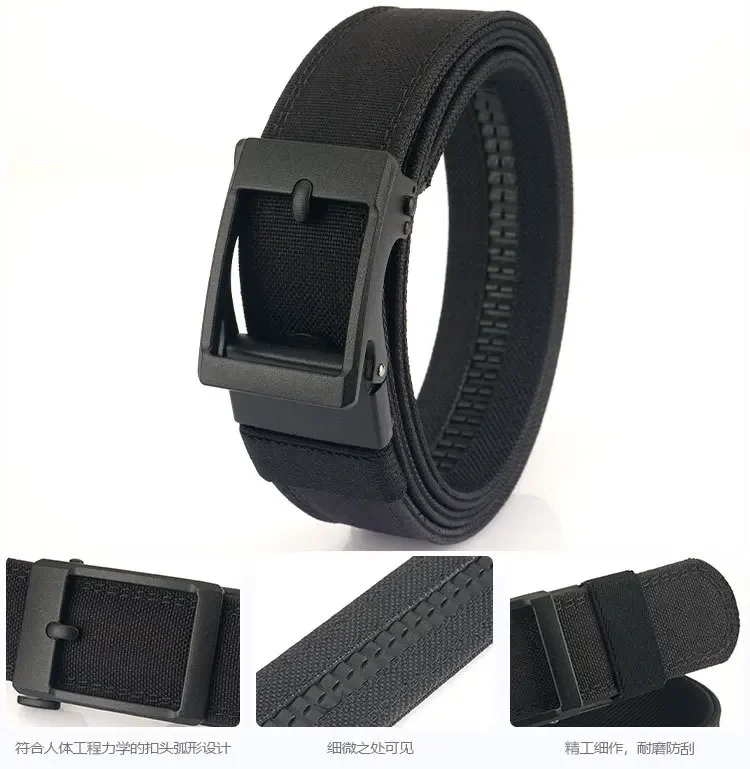 Men Women Firm Metal Automatic Buckle Tactical Belt Double Layer Thickened Hanging Belts Outdoor Heavy Duty Training Belt