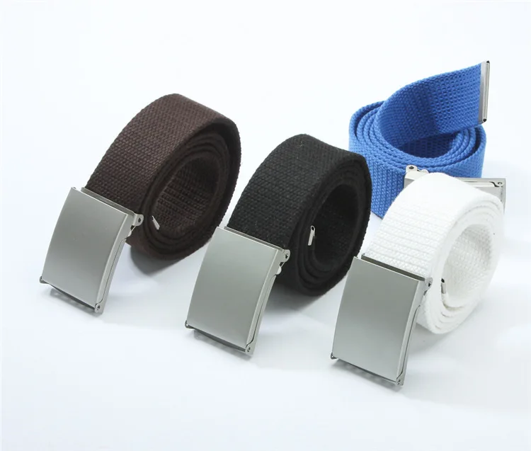 Fashion New Unisex Trousers Belts Canvas Belt Metal Buckle Men Women Boys Jeans Belts Candy Colors Top Quality Luxury Belts