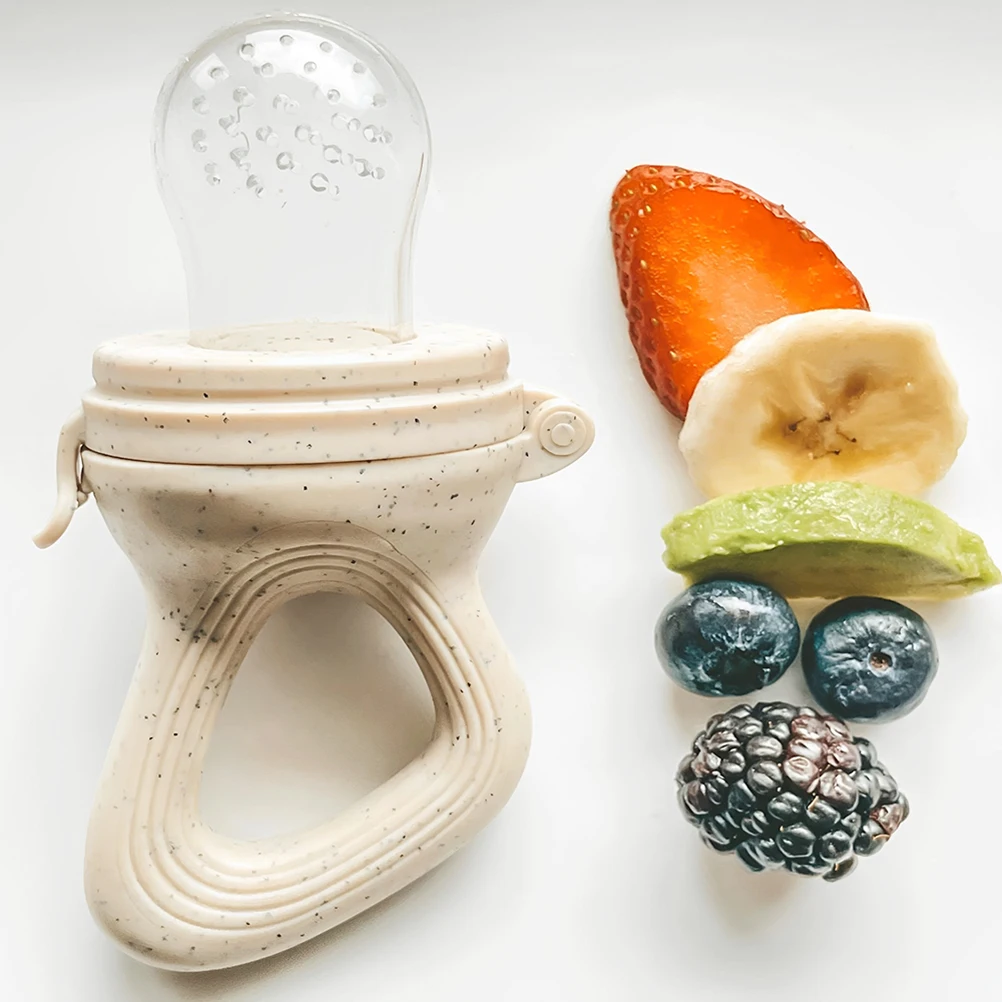 Baby Fruit Feeder Teether Pacifier with Baby Food Freezer Tray Set Silicone Freezable Teether for Fruit Purees Self Feeding